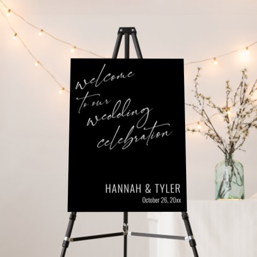 Welcome to Our Wedding Celebration Simple Black Foam Board