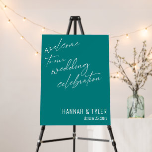 Welcome to Our Wedding Celebration Simple Teal Foam Board