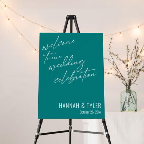 Welcome to Our Wedding Celebration Simple Teal Foam Board
