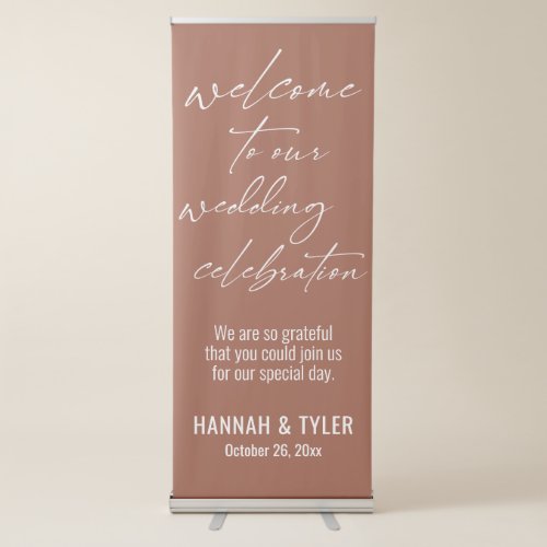 Welcome to Our Wedding Celebration Terracotta Retractable Banner