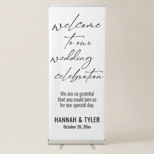 Welcome to Our Wedding Celebration White Retractable Banner
