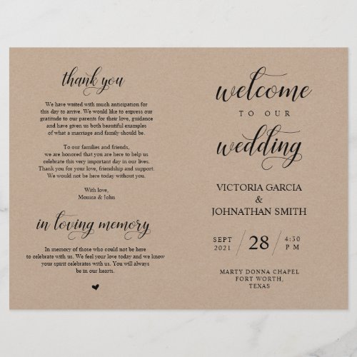 Welcome to our Wedding Ceremony Foldable Program