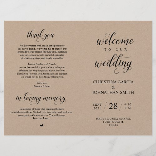 Welcome to our Wedding Ceremony Foldable Program