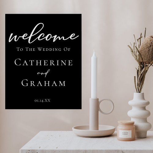 Welcome to Our Wedding Chic Minimalist Black Poster