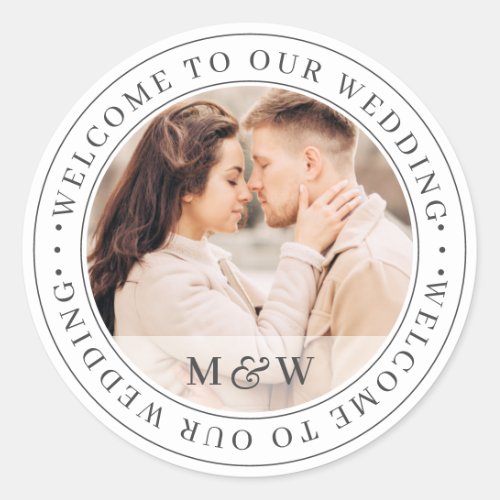 Welcome To Our Wedding Classic Custom Photo Classic Round Sticker