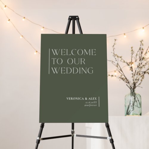 Welcome To Our Wedding Dark Green Wedding Welcome Foam Board