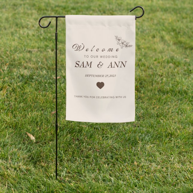 WELCOME TO OUR WEDDING  DECOR MINIMAL GARDEN FLAG (In SItu)