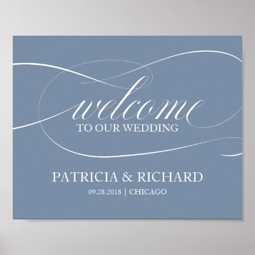 Welcome To Our Wedding Dusty Blue Sign