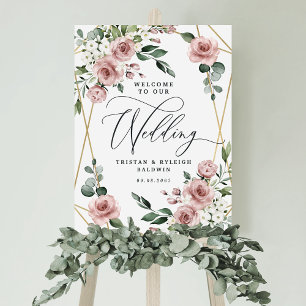 Welcome to Our Wedding Dusty Pink Geometric Sign