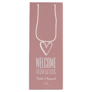 Welcome to Our Wedding Dusty Rose Wine Gift Bag