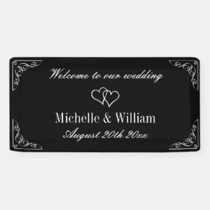 Welcome to our wedding elegant black and white banner