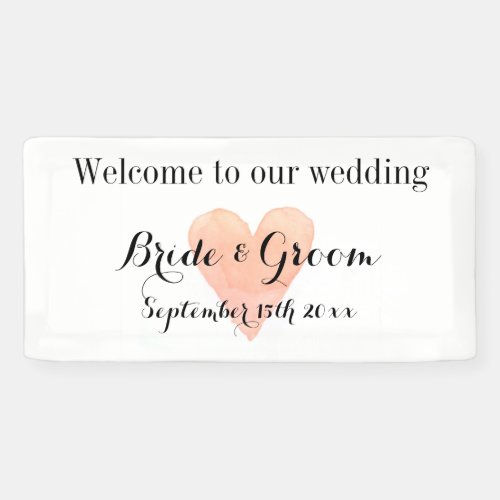 Welcome to our wedding elegant coral heart logo banner