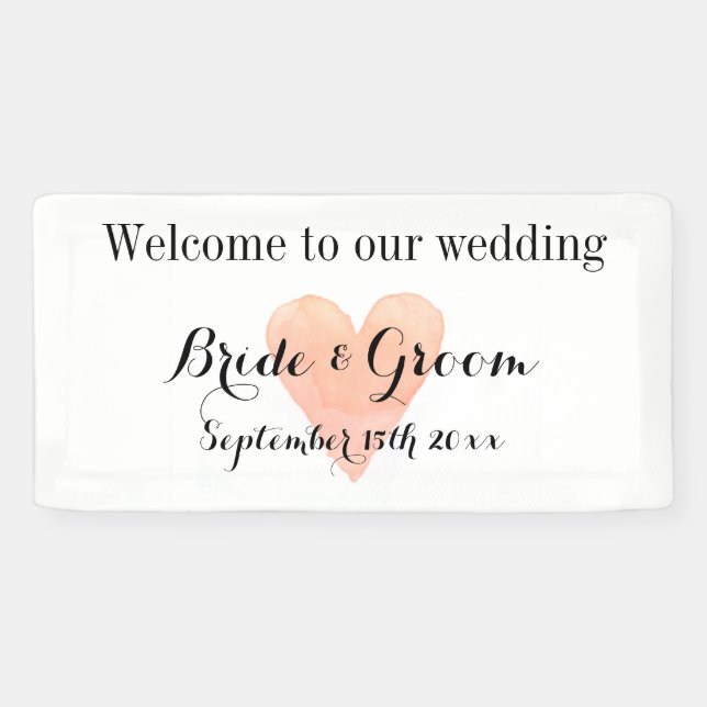 Welcome to our wedding elegant coral heart logo banner (Horizontal)