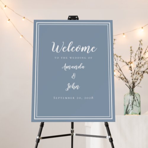 Welcome To Our Wedding Elegant Dusty Blue Modern Foam Board