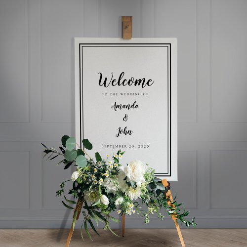 Welcome To Our Wedding Elegant Modern Black White Foam Board