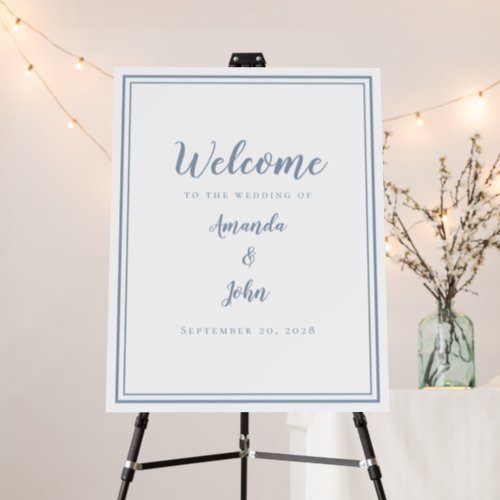 Welcome To Our Wedding Elegant Modern Dusty Blue Foam Board