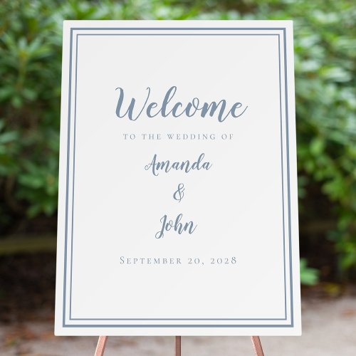 Welcome To Our Wedding Elegant Modern Dusty Blue Foam Board