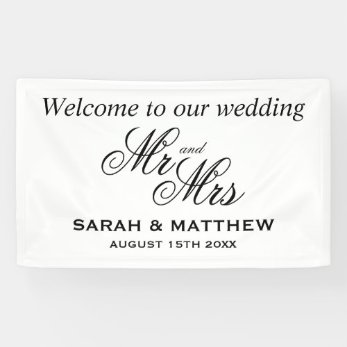Welcome to our wedding elegant Mr and Mrs script Banner