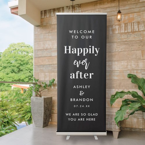Welcome To Our Wedding Entrance Black Retractable Banner