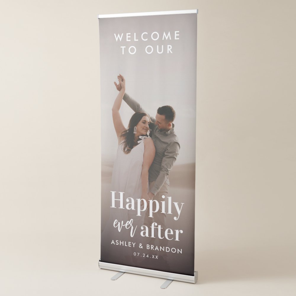 Disover Welcome To Our Wedding Entrance Photo Retractable Banner