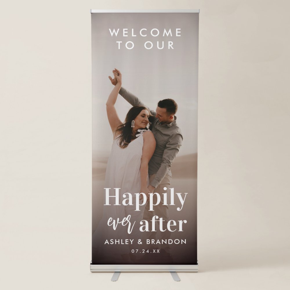 Disover Welcome To Our Wedding Entrance Photo Retractable Banner
