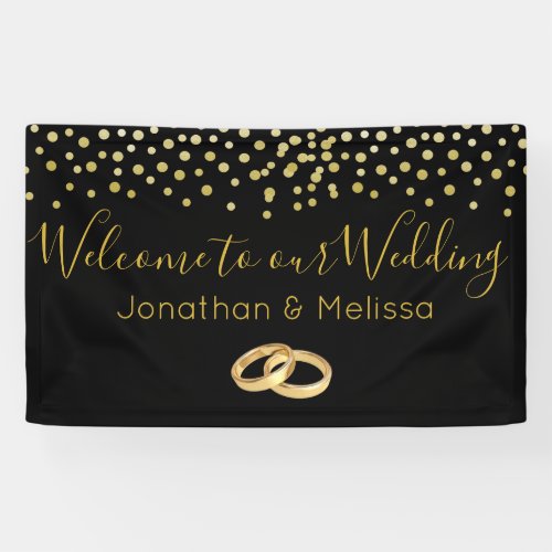 Welcome to our Wedding Faux Gold Confetti Banner