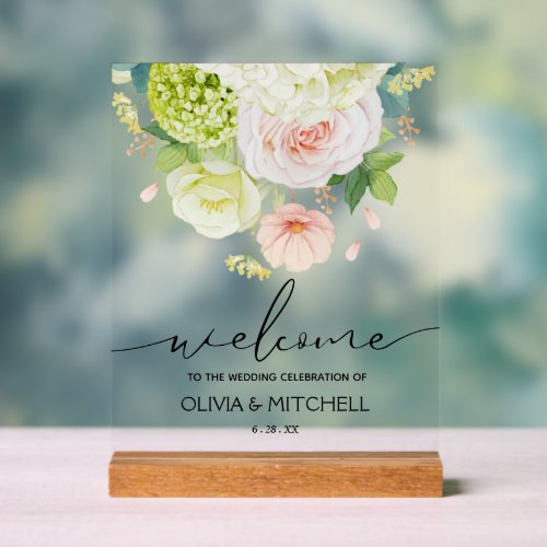 Welcome to Our Wedding Floral  Acrylic Sign