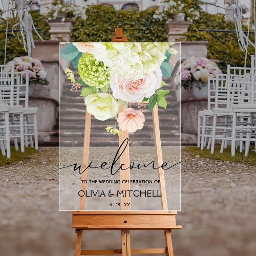 Welcome to Our Wedding Floral  Acrylic Sign