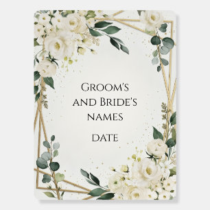 Welcome to Our Wedding Floral Gold Geometric Sign
