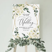 Welcome To Our Wedding Floral Gold Geometric Sign at Zazzle