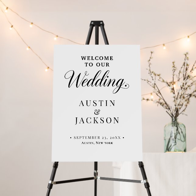 Welcome to Our Wedding Floral Gold Geometric Sign (In Situ (Stand))