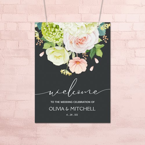 Welcome to Our Wedding Floral Poster