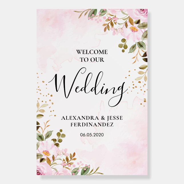Welcome to Our Wedding Floral wild flowers Foam Board (Front)