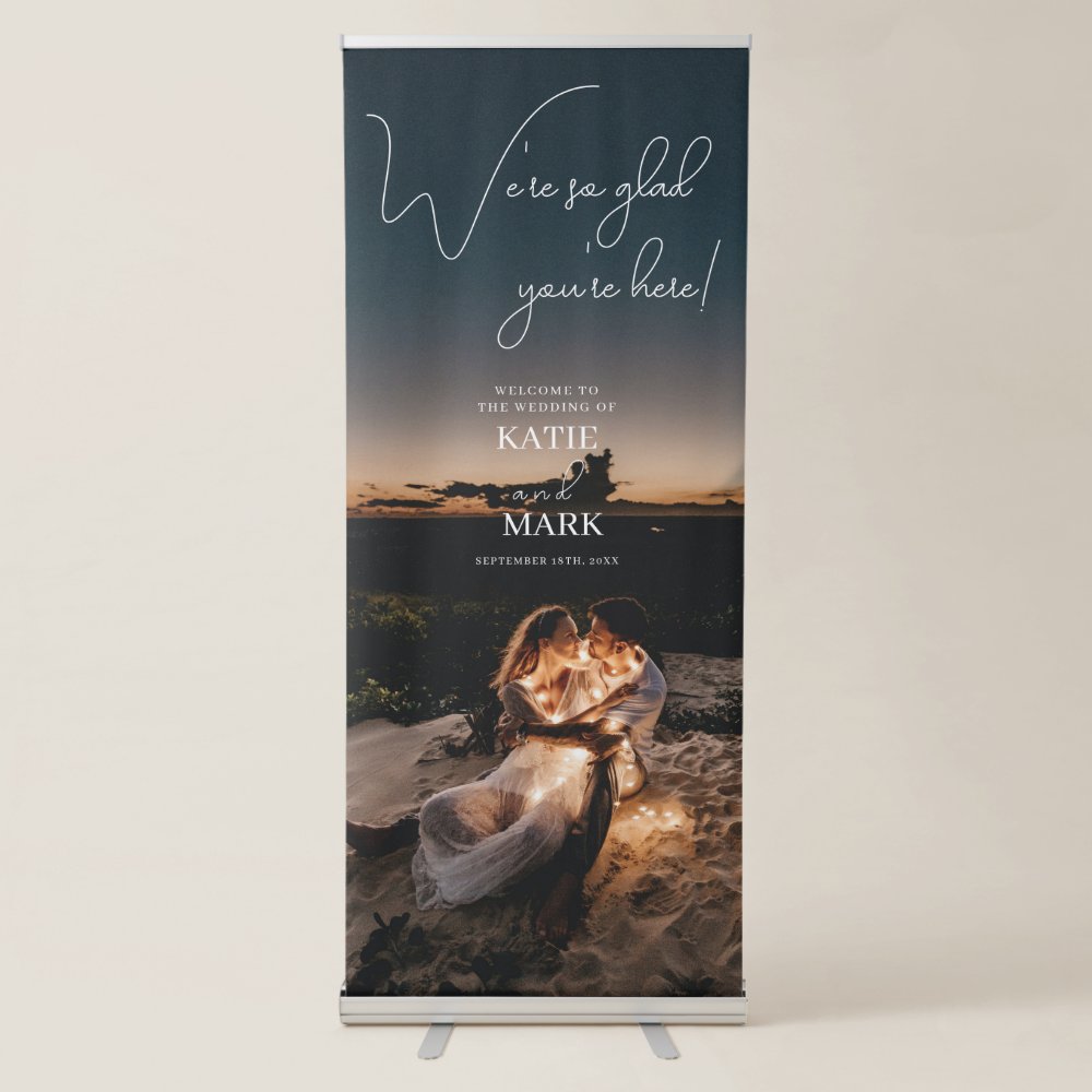 Disover Welcome To Our Wedding Full Photo Sign Retractable Banner