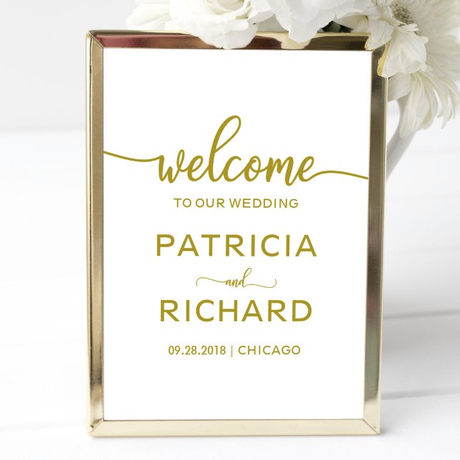 Welcome to our Wedding | Gold Calligraphy Sign (Creator Uploaded)