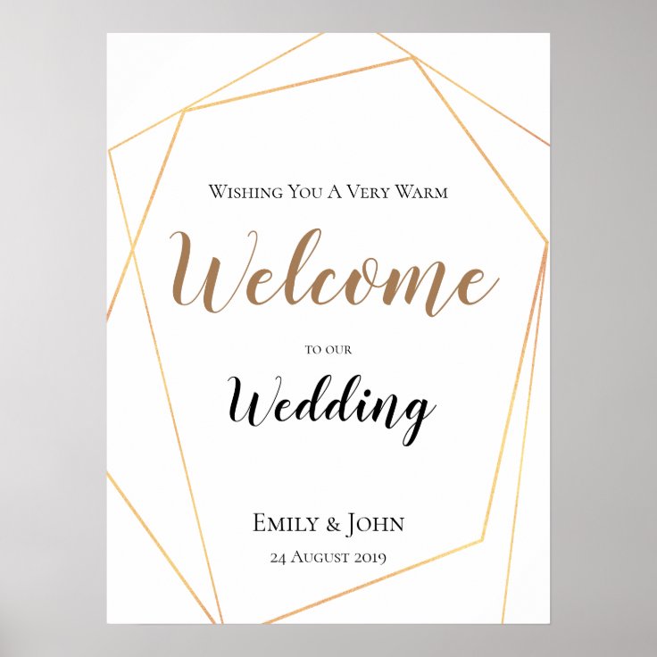 Welcome to our Wedding Gold Geometric Poster | Zazzle