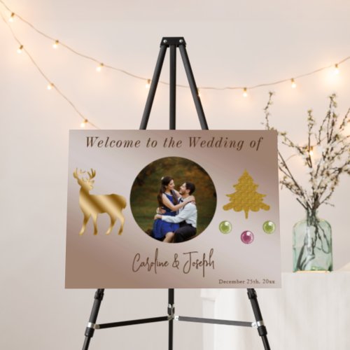 Welcome to our Wedding Gold Glitter Deer  Photo Foam Board
