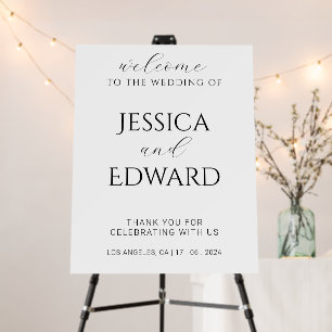 Welcome To Our Wedding Minimal Black White Elegant Foam Board