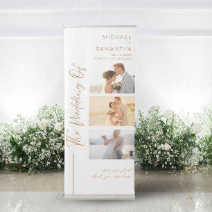 Welcome To Our Wedding Minimalist Rustic Gold Retractable Banner