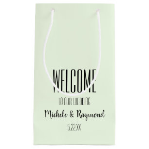 Welcome to Our Wedding MINT GREEN Gift Bags SMALL