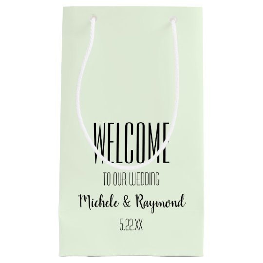 Welcome To Our Wedding Mint Green Gift Bags Small Zazzle Com