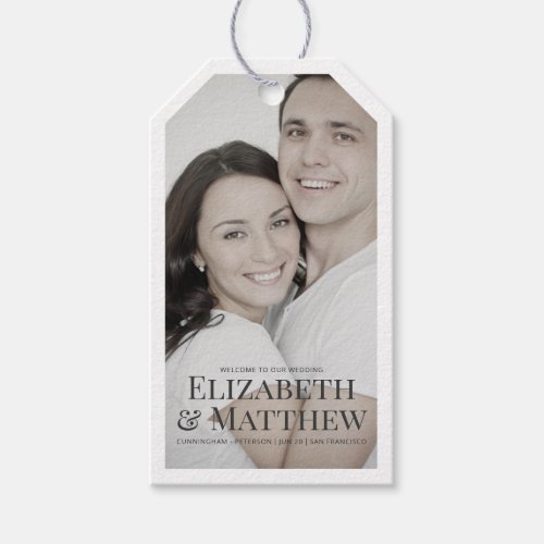 Welcome To Our Wedding  Modern and Simple Photo Gift Tags