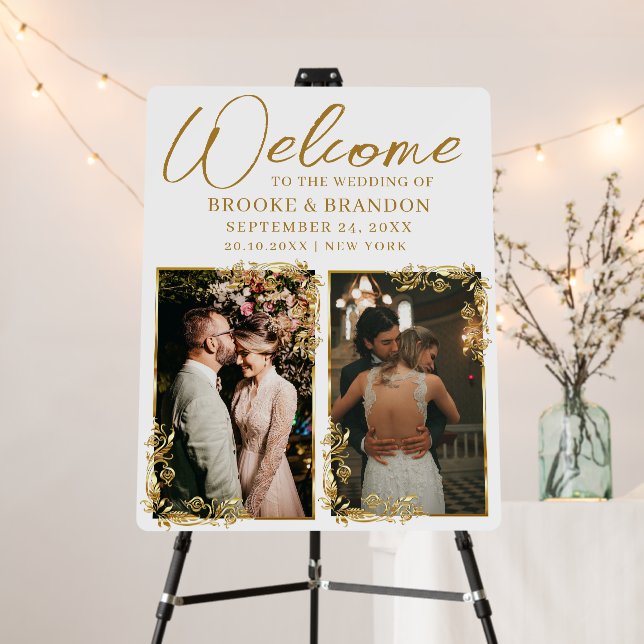 Welcome to our Wedding Modern Calligraphy 2 Photo  Foam Board (In Situ (Stand))