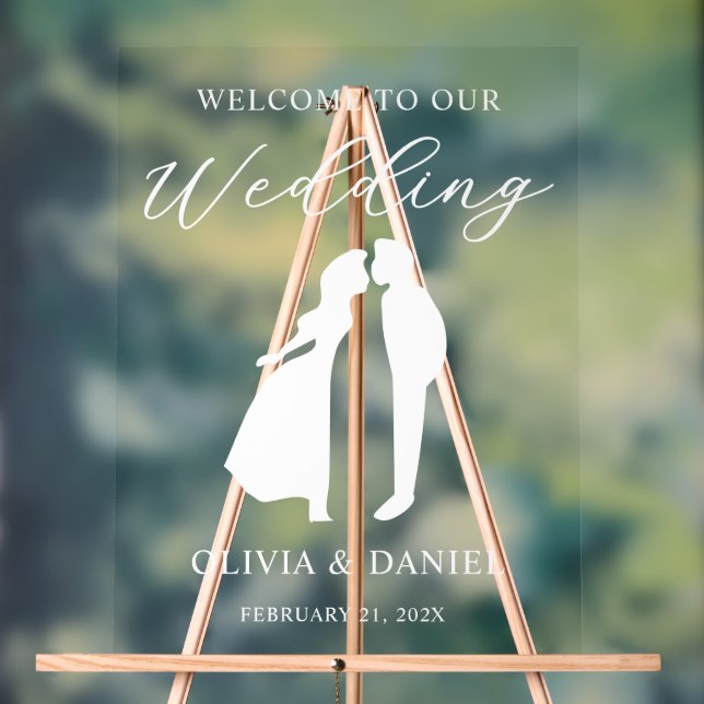 Welcome to Our Wedding Modern Script Acrylic Sign (Neutral)