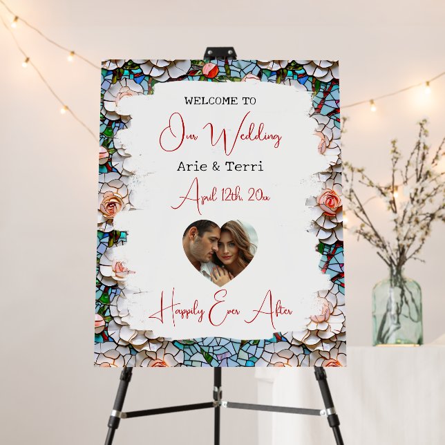 Welcome to Our Wedding | Mosaic Tile and Glass Foam Board (In Situ (Stand))