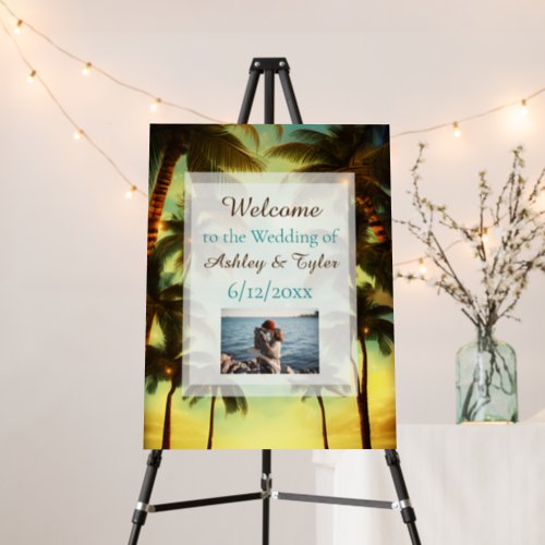 Welcome to Our Wedding  Palm Trees and Sunset Foam Board