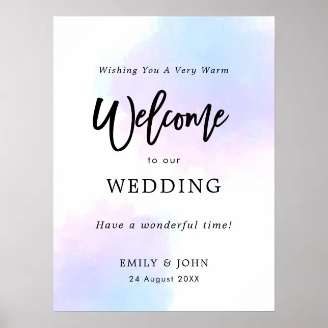 Welcome to our Wedding Pastel Watercolors Poster | Zazzle