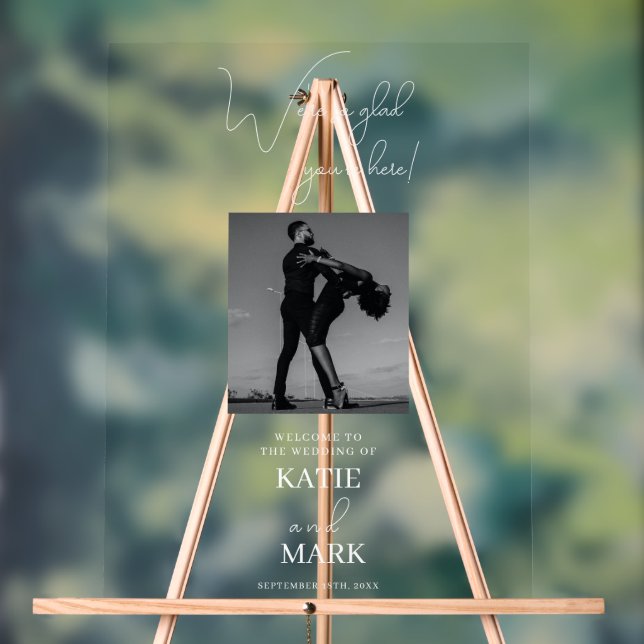 Welcome To Our Wedding Photo Banner Transparent  Acrylic Sign (Neutral)