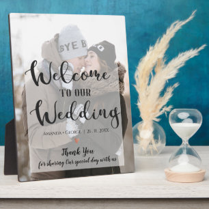 Welcome to Our Wedding Photo Faux Vellum Welcome Plaque