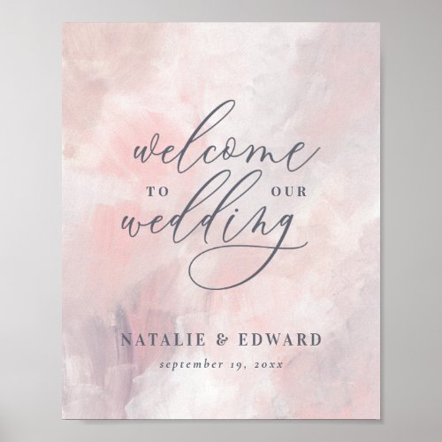 Welcome to our wedding pink painted poster